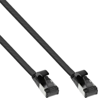 Afbeelding van U/FTP CAT8.1 40 Gigabit platte netwerkkabel met TPE mantel / zwart LSZH 1 meter