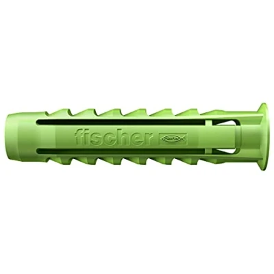 Afbeelding van fischer Spreidpluggen SX GREEN 10 x 50, doos met 45 duurzame pluggen, multifunctionele pluggen van hernieuwbare grondstoffen, optimale grip in beton, baksteen, cellenbeton, massieve bakstenen enz.
