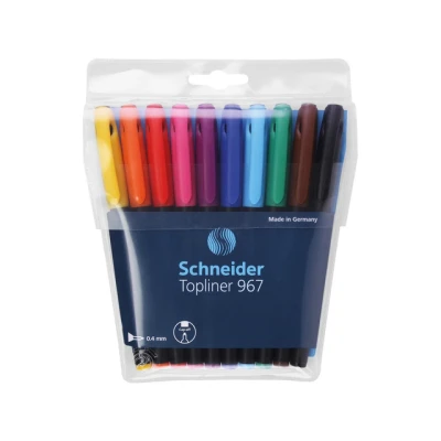 Afbeelding van 10x Fineliner Schneider Topliner 967 0,4mm etui a 10 stuks assorti