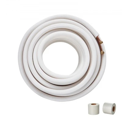 Afbeelding van VEVOR 15240mm Mini Split Line Set, 6.4 &amp; 9.5mm O.D Koperen Buizen en Triple Layer Isolatie, voor Airconditioning Koelmiddel of Verwarming Pomp Apparatuur HVAC met wikkelstrips.