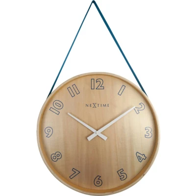 Afbeelding van Nextime wandklok Loop Big Naturel Blauw