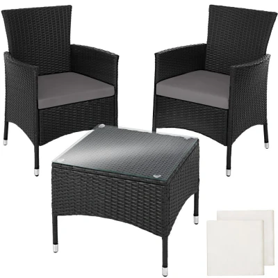 Afbeelding van tectake wicker tuinset Luzern zwart