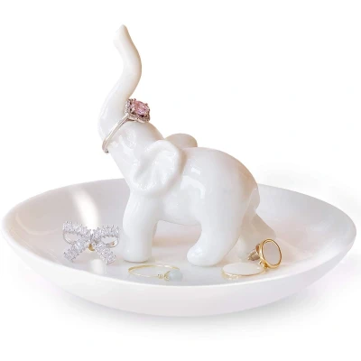 Afbeelding van Aloë Cactus Olifant Ringhouder Kat Sieradenschaal Cadeaus voor Vrouwen, Meisjes, Haar, Vriend, Minnaar, Verjaardag Kerstmis Housewarming Huwelijkscadeaus, Keramiek