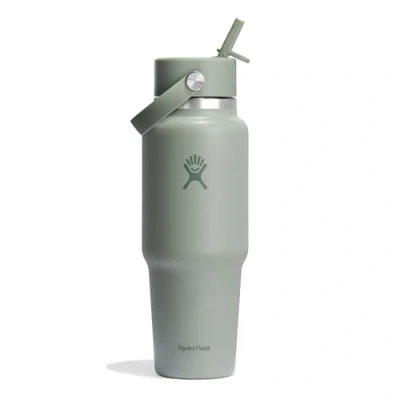 Afbeelding van Hydro Flask Wide Flex Straw Travel Bottle 946 ml (32 oz) Geïsoleerde roestvrijstalen fles met TempShield vacuümisolatie en lekvrije sugriekap Past in meeste bekerhouders Agave