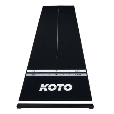 Afbeelding van KOTO Oche Carpet Checkout Dart Mat Zwart 285 x 80 cm, Hoogwaardige Dartmat Incl. Verstelbare Oche, Antisliplaag, Werplijnen, Bescherming Vloer &amp; Dartbord