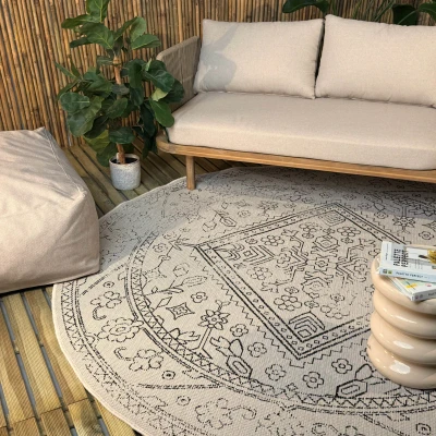 Afbeelding van Rond buitenkleed Nova zwart/wit Interieur05 200 Ø (L)