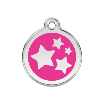 Afbeelding van Star Hot Pink roestvrijstalen hondenpenning medium/gemiddeld dia. 3 cm RedDingo