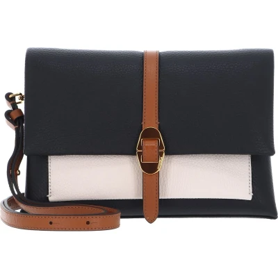 Afbeelding van COCCINELLE Leren Schoudertas Dorian Tricolor Handbag Grained Leather Noir / Lambs Cuir Zwart