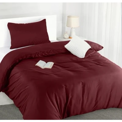 Afbeelding van Utopia Bedding Dekbedovertrek Set Zachte Microvezel 135x200cm met Kussensloop 50x75cm Beddengoed Bordeaux