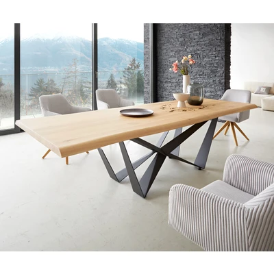 Afbeelding van Eetkamertafel Edge eiken natuur 260x100 Spider staal zwart Live