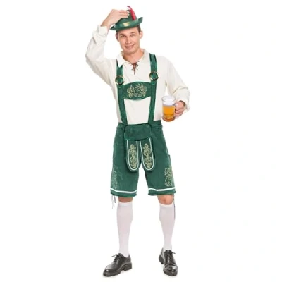 Afbeelding van Spooktacular Creations Duitse Beierse Oktoberfest kostuum voor heren groen set Halloween verkleedfeest en bierfestival, Duits themafeest medium