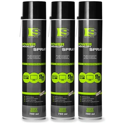 Afbeelding van Spraytive Power, 3 x 750 ml persluchtspray/persluchtreiniger met 100 mm spuitverlenging, pc reinigingsset voor het reinigen van toetsenbord, computer, camera, Air Duster