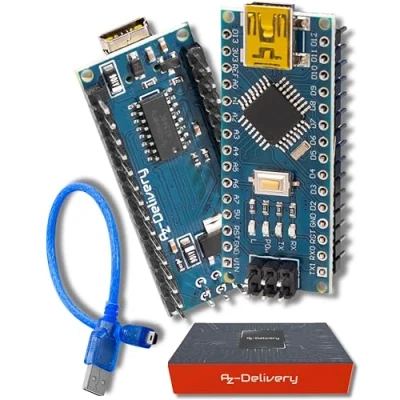 Afbeelding van AZDelivery AZ Nano V3 Board CH340 Chip Klaar Gesoldeerd, Verbeterde Versie met USB kabel, 100% compatibel Inclusief E Book!