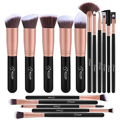 Afbeelding van BESTOPE PRO Make upkwastenset, professioneel, met gezichtskwast, oogschaduwkwast, oogkwast, synthetische haar, cosmetica, kwastenset, oogschaduw, eyeliner, gezichtspoeder, 16 stuks