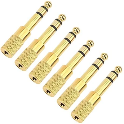 Afbeelding van Chavisenty Quarter Inch Adapter, 6,35 mm (1/4 Inch) Mannelijk naar 3,5 (1/8 Vrouwelijke Hoofdtelefoon Jack Plug, Goud 6 Pack