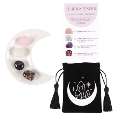Afbeelding van Something Different Love Healing Crystal Set with Moon Decoratie schaaltje Multicolours