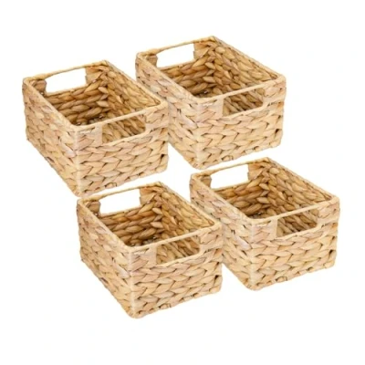Afbeelding van HMF Opbergmand, gevlochten van waterhyacint, zeegras, set 4, maat S, 22 x 17 12 cm