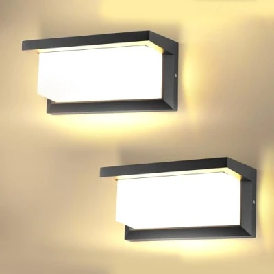 Afbeelding van CHENBEN Buitenwandlamp, 3000 K, 18 W, buitenverlichting, IP65, waterdicht, van aluminium, led buitenverlichting voor decoratie tuin, terras, veranda, binnenplaats, garage, 2 stuks
