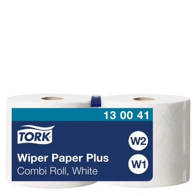 Afbeelding van Tork Poetsrol wiping paper plus Quick Dry 2 laags wit W1/W2 130041