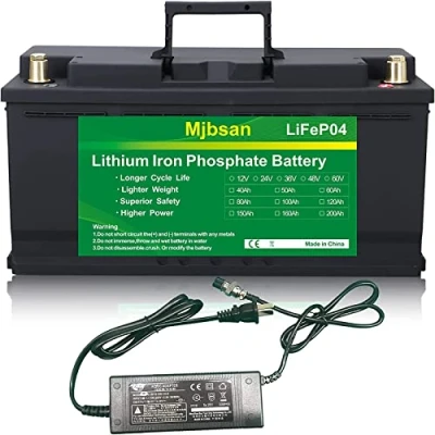 Afbeelding van Mjbsan 12 V 100 Ah tot 7000 lithium ijzerfosfaat dieptecyclusbatterijen met BMS voor campers zonneboten golfwagens energie nood serie of parallelwerking