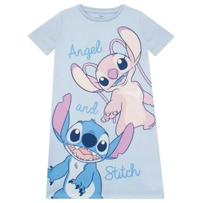 Afbeelding van Disney Lilo En Stitch Nachtjapon Voor Meisjes Angel Pyjamas Korte Mouw Blauw 146