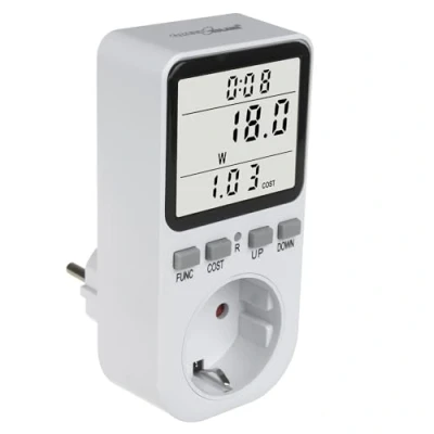 Afbeelding van GreenBlue Energiemeter Verbruiksmeter wattmeter Elektriciteitsmeter Energiekosten Type E 220 240V AC, 50Hz, max. belasting 16A, IP20, ingebouwde batterij, GB364