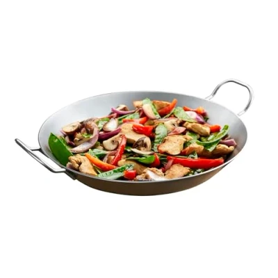 Afbeelding van chg Set 690AMAZ 67 ijzeren pan &quot;beschermd&quot;, diameter = 32 cm met 2 handgrepen, ijzer, zilver, x 4,5