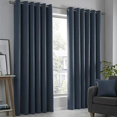 Afbeelding van Fusion Strata Blockout gordijnen met oogjes, 168 x 137 cm, marineblauw