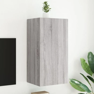 Afbeelding van Tv wandmeubel met LED verlichting 40,5x35x80 cm grijs sonoma