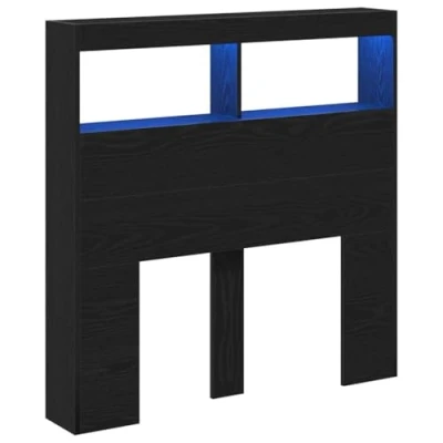 Afbeelding van Hoofdbordkast met LED 100x17x102 cm zwart eikenkleurig
