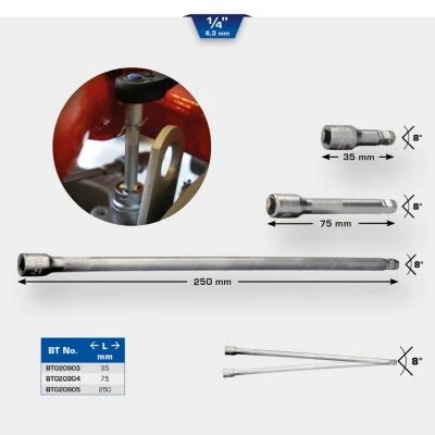Afbeelding van BRILLIANT TOOLS BT020904 1/4&quot; zwenkbare verlenging, 75 mm [Powered by KS TOOLS]