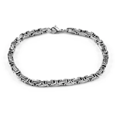 Afbeelding van 5mm Vierkant Koningsarmband Heren Stalen Zilverkleur Schakelketting