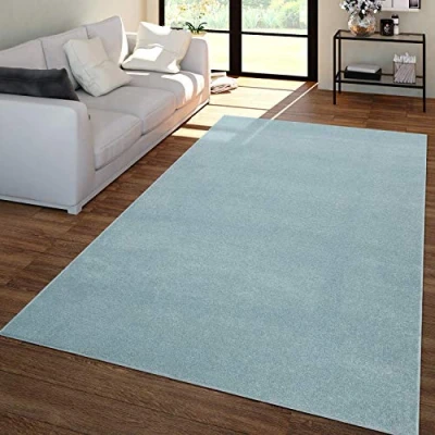 Afbeelding van Woonkamer Vloerkleed Laagpolig Eenkleurig Design Modern En Tijdloos, Kleur: Turquoise, Maat:160x220 cm