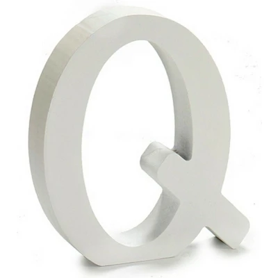 Afbeelding van Brief Q Hout Wit (2 x 16 14,5 cm) (24 Stuks)