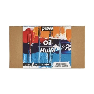 Afbeelding van Pébéo Studio Olie XL Set van 12 tubes 20 ml Basiskleuren + Accessoires Olieverfset voor Kunstenaar en Beginner Borstels Spatel Canvas Karton Intensieve Kleuren