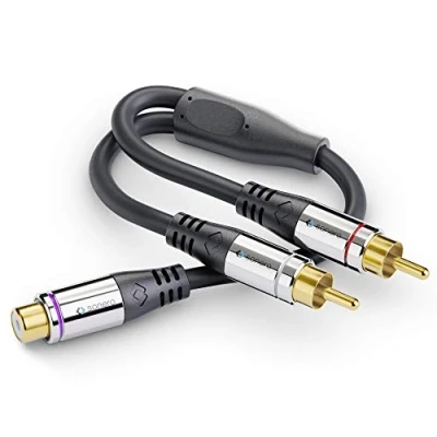Afbeelding van sonero® Premium subwoofer audio adapter, 0,20m, 2x tulpstekker op tulpstekker, zwart