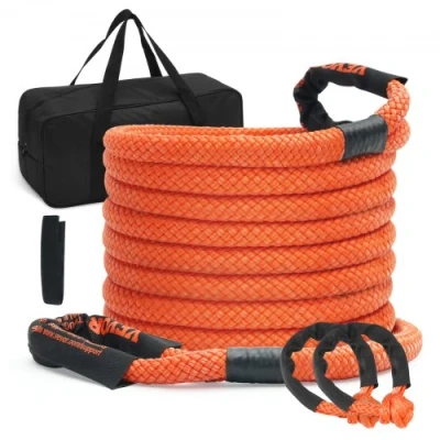 Afbeelding van VEVOR Kinetisch herstelsleeptouw, 22,225 mm x 9,1 m, robuuste scheurriem met 2 schakels, zacht, 13871 kg, energiebesparend, 30% elasticiteit, voor jeep auto, vrachtwagen