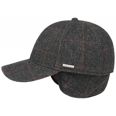 Afbeelding van Stetson Kinty Wool Pet met Oorbescherming Heren base cap wintercap achterkant gesloten klep oorflappen voering voor Herfst/Winter XL (60 61 cm) grijs