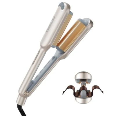 Afbeelding van TYMO ROVY Krultang, Golfplaat voor Haar Grote Krullen Geschikt Beginners, 25 mm Ionen Keramische Kreukeltang Lang en Kort met 4 Temperaturen LED Display, Crimptang
