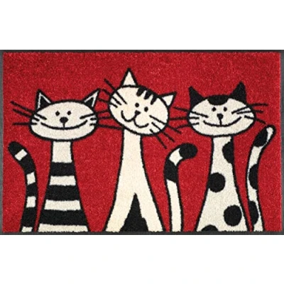 Afbeelding van wash+dry by Kleen Tex Mat Three Cats Inloopmat, motief poezen, antislip, wasbaar