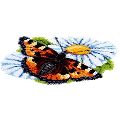 Afbeelding van Knoopvormtapijt kit Vlinder op margriet Vervaco PN 0154242