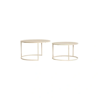 Afbeelding van Light&amp;living Salontafel S/2 Ø65x38+Ø75x42 cm SADAR zand+l bruin gespikkld
