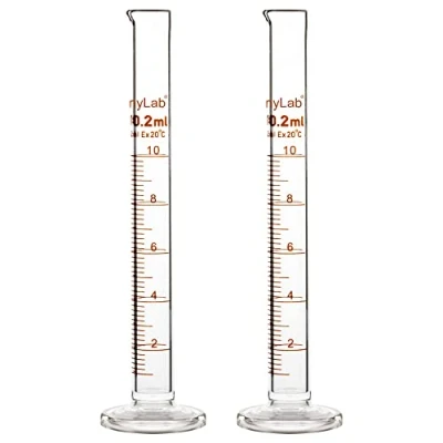 Afbeelding van stonylab 2 Pack Borosilicaatglas Zwaarwandige Maatcilinder Gegradueerde Cilinder, 10 ml