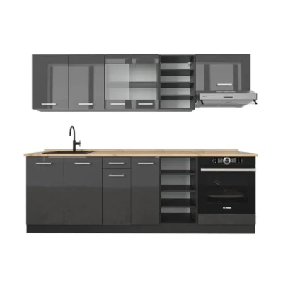 Afbeelding van Vicco R Line Complete keukeneenheid 240 cm , WB Eik Antraciet hoogglans/antraciet