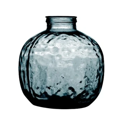 Afbeelding van Natural Living Bloemenvaas Lourdes blauw transparant gerecycled glas D25 x H30 cm Ronde vorm Vazen