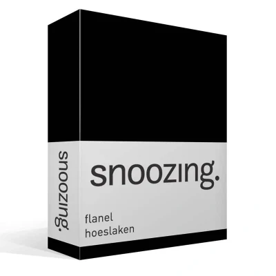 Afbeelding van Snoozing Flanel Hoeslaken Lits jumeaux 200x220 cm Zwart