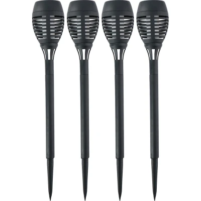 Afbeelding van 4x Buitenlamp/tuinlamp Fakkels met vlameffect 48 cm zwart op steker