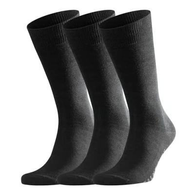 Afbeelding van FALKE 3 pack herensokken, ademend, duurzaam biologisch katoen, versterkte huidvriendelijk, duurzaam, effen, multipack, paar, zwart (black 3000), 43 46 EU