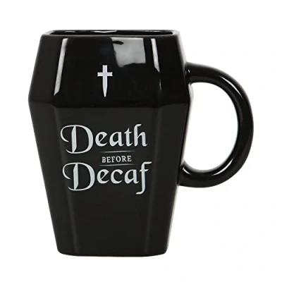 Afbeelding van something different Death Before Decaf Mok met doodskist