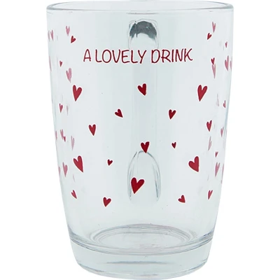 Afbeelding van Clayre &amp; Eef Theeglas 300 ml Glas Harten A lovely drink Theemok Theebeker Transparant
